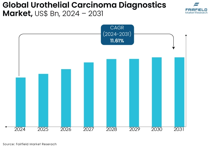 Urothelial Carcinoma Diagnostics Market, US$ Bn, 2024 - 2031