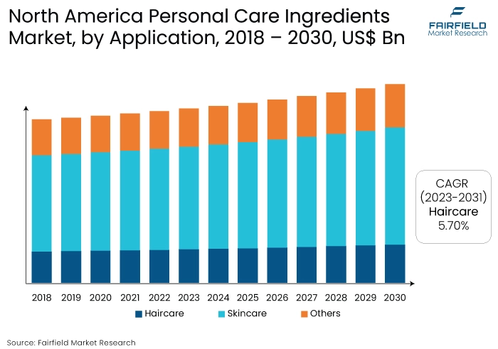 North America Personal Care Ingredients Market, by Application, 2018 - 2030, US$ Bn