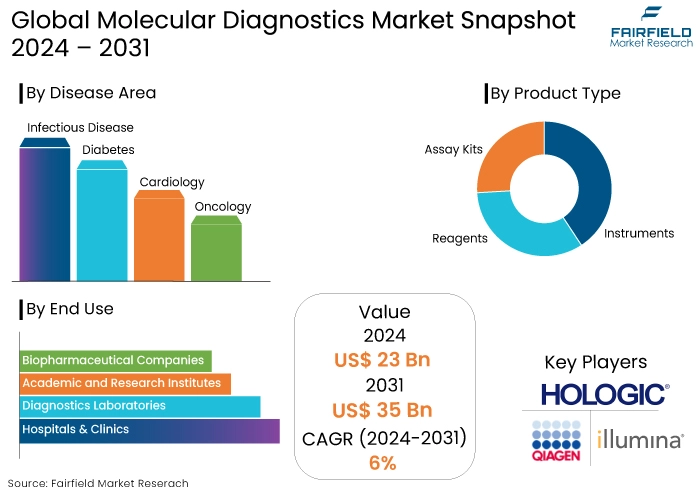 Molecular Diagnostics Market Snapshot, 2024 - 2031