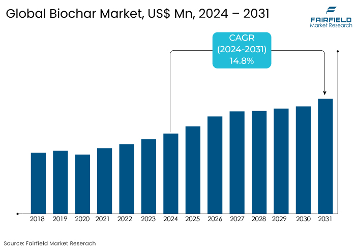 Biochar Market, US$ Mn, 2024 - 2031